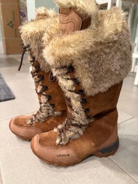 Lafuma Brown Fur Tall Laceup Winter Boots